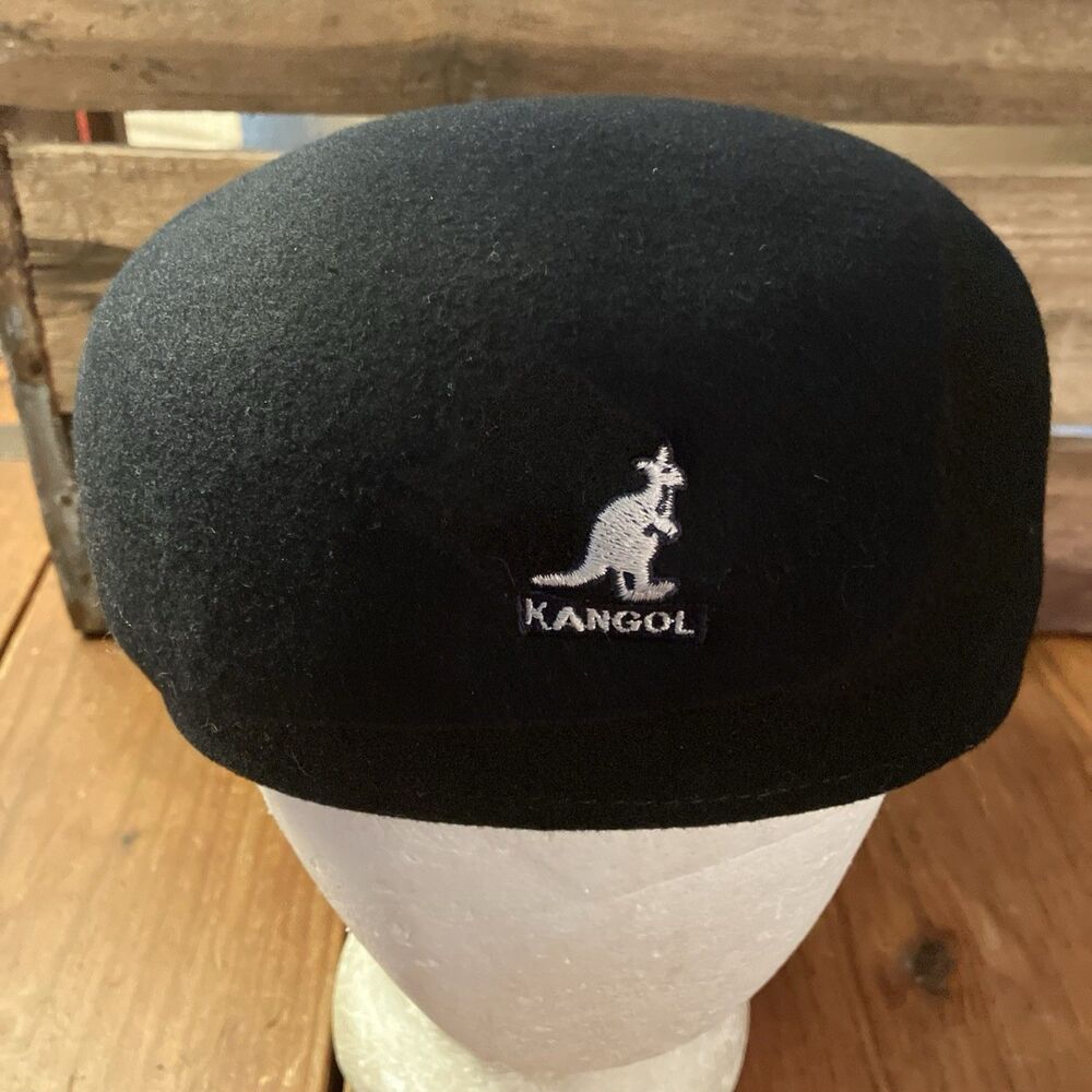 Kangol Carrimac 100% Wool Black Newsboy Cabbie Hat Medium NEW Old Stock